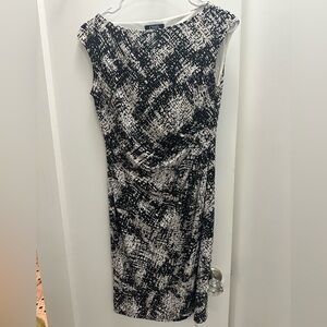 Chaps Black and White Abstract Mini Dress